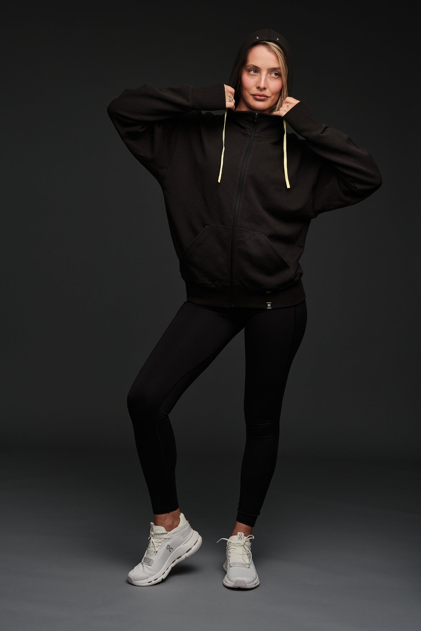 ALIGNED FULL ZIP OFFSET HOODIE